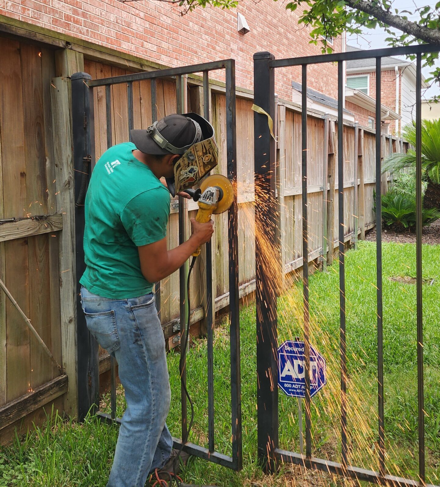 structural gate repair in Houston showing welded frame or support repair
