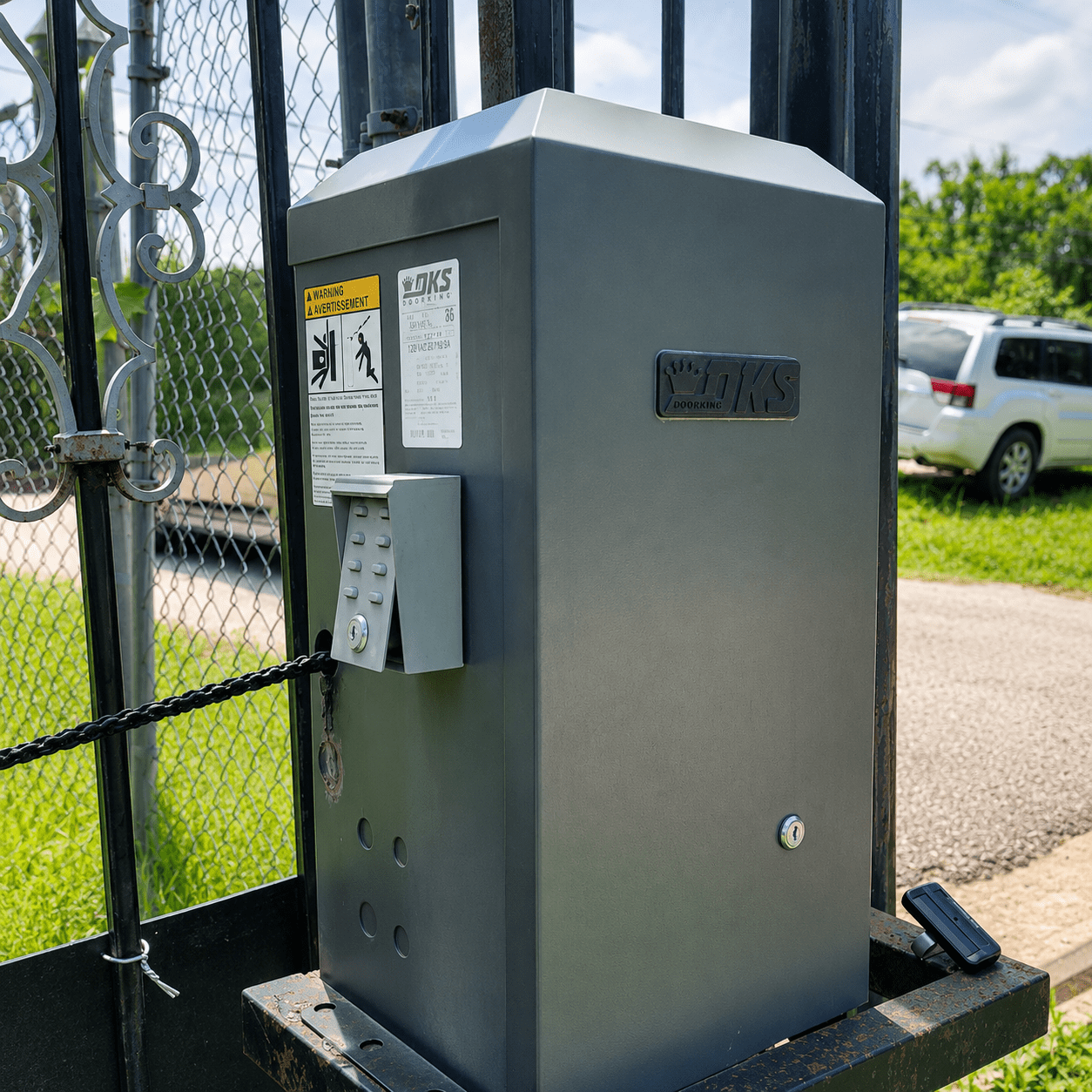 DoorKing residential slide gate opener repair for an automatic driveway gate in Cypress TX